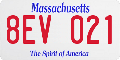 MA license plate 8EV021