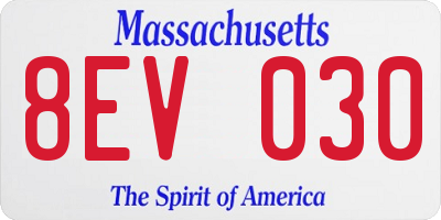 MA license plate 8EV030