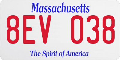 MA license plate 8EV038