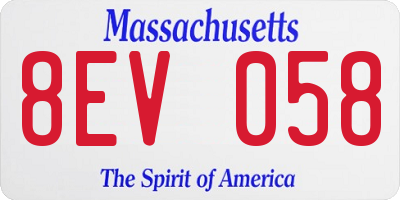 MA license plate 8EV058