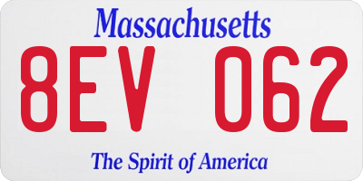 MA license plate 8EV062