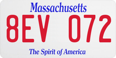 MA license plate 8EV072