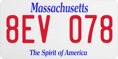 MA license plate 8EV078