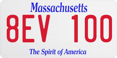 MA license plate 8EV100