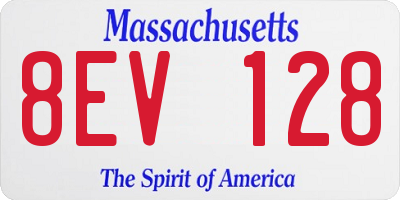 MA license plate 8EV128