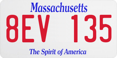 MA license plate 8EV135