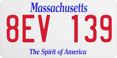 MA license plate 8EV139