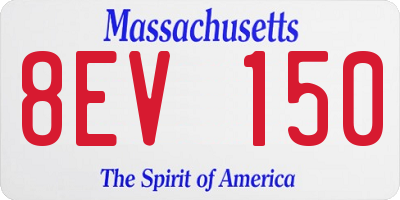 MA license plate 8EV150