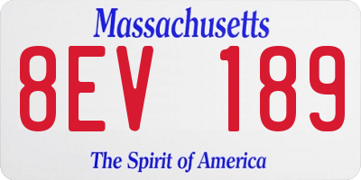 MA license plate 8EV189