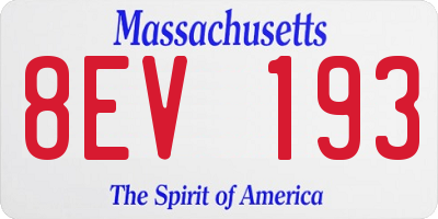 MA license plate 8EV193