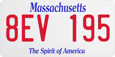 MA license plate 8EV195