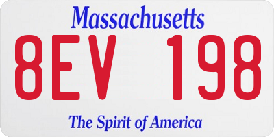 MA license plate 8EV198