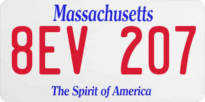 MA license plate 8EV207