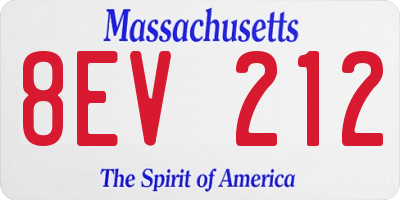 MA license plate 8EV212