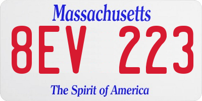 MA license plate 8EV223