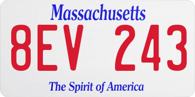 MA license plate 8EV243