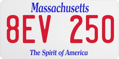 MA license plate 8EV250