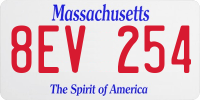 MA license plate 8EV254