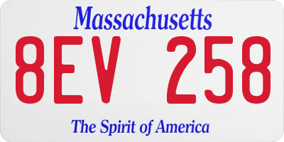 MA license plate 8EV258