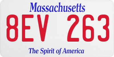 MA license plate 8EV263