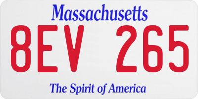 MA license plate 8EV265