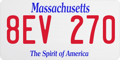 MA license plate 8EV270