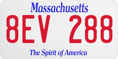 MA license plate 8EV288