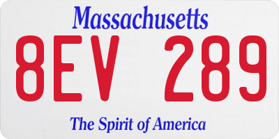 MA license plate 8EV289