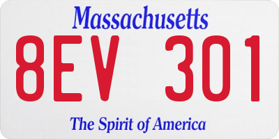 MA license plate 8EV301