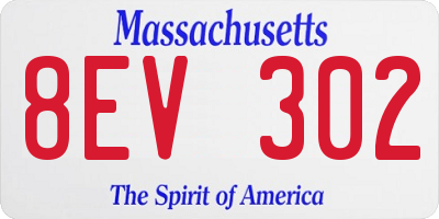 MA license plate 8EV302