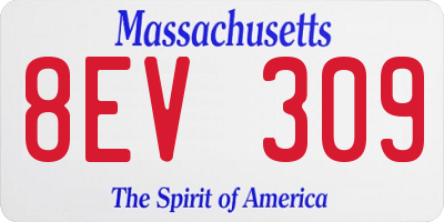 MA license plate 8EV309