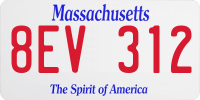 MA license plate 8EV312