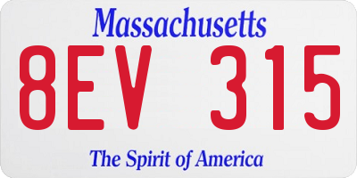 MA license plate 8EV315