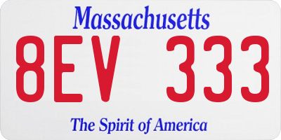 MA license plate 8EV333