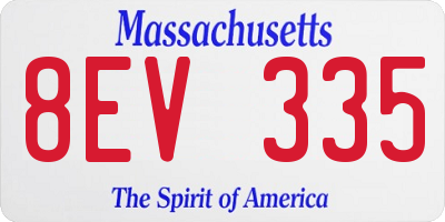 MA license plate 8EV335