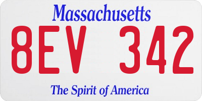 MA license plate 8EV342