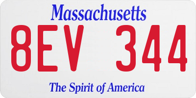 MA license plate 8EV344