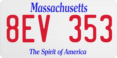 MA license plate 8EV353