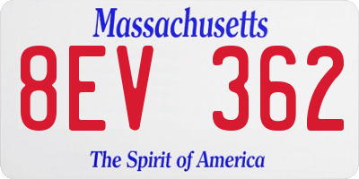 MA license plate 8EV362