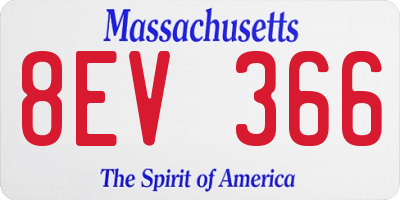 MA license plate 8EV366
