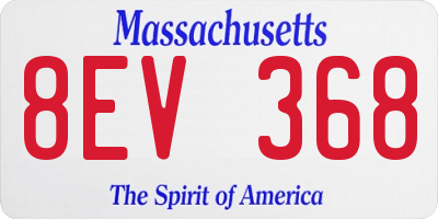 MA license plate 8EV368