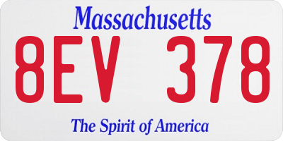 MA license plate 8EV378