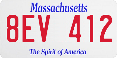 MA license plate 8EV412