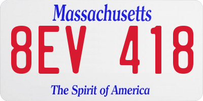 MA license plate 8EV418