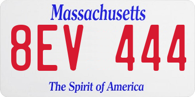 MA license plate 8EV444