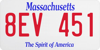 MA license plate 8EV451