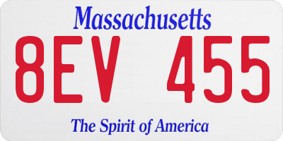 MA license plate 8EV455