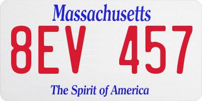 MA license plate 8EV457