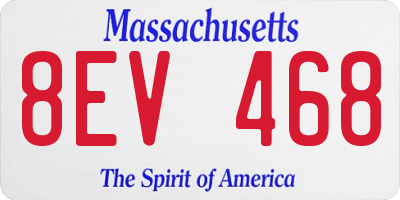 MA license plate 8EV468
