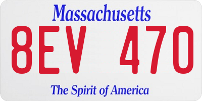 MA license plate 8EV470